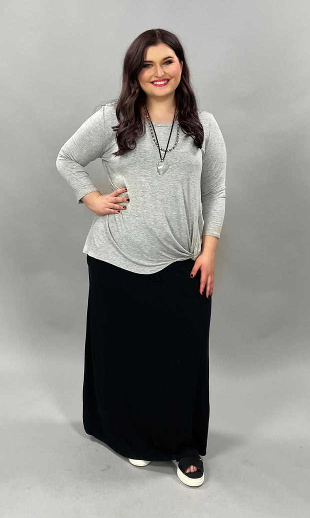 SALE!! SLS-E {Find Me} Long Sleeved Heather Gray with Knotted Hem  1X