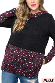 SALE! 23 HD-D {Simply Thriving} Dark Plum Black Animal Hoodie PLUS SIZE XL 2X 3X