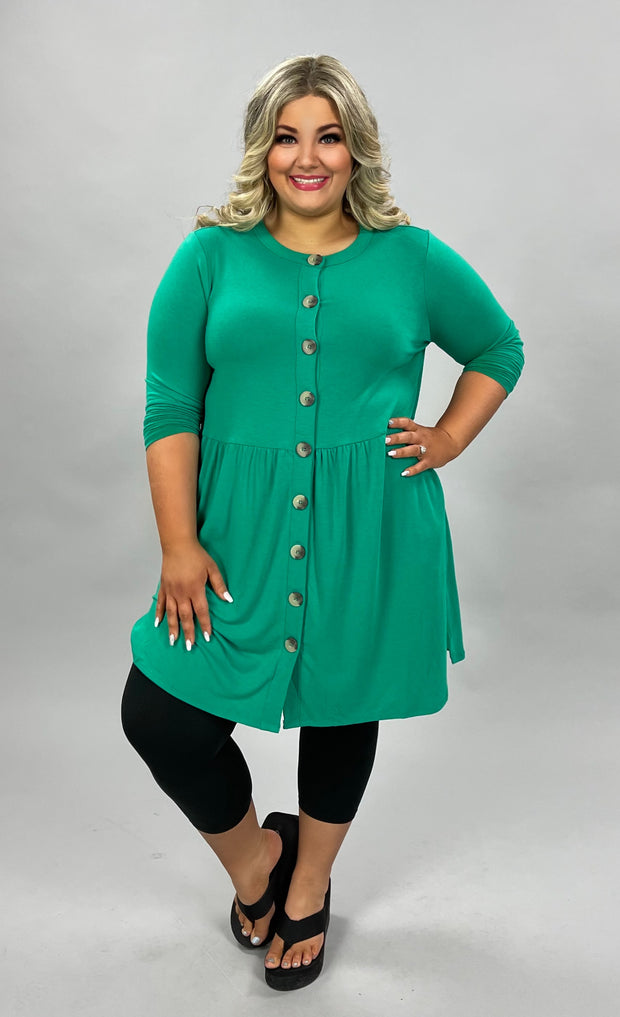 SALE!! 22 SLS-O {This Is Why} Green Button Detail Tunic PLUS SIZE XL 2X 3X