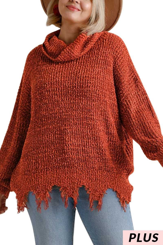 37  SLS-A {Long Winters} UMGEE Rust Turtleneck Sweater PLUS SIZE XL 1X 2X