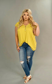 SALE!! SSS-H {Simple Pleasures}  Mustard Top Crochet Lace Detail