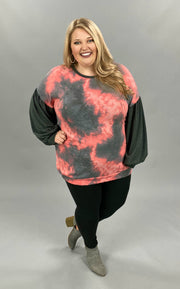 SALE! 25 CP-O {Late For The Party} Pink Grey Tie Dye Top PLUS SIZE XL 2X 3X