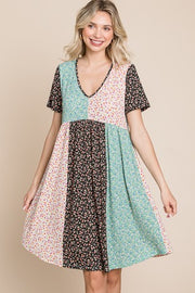 CP-A {Have It All} Multi-Color Floral Print V-Neck Dress