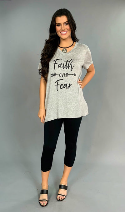 SALE!! GT-G {Faith Over Fear} Gray V-Neck Graphic Tee