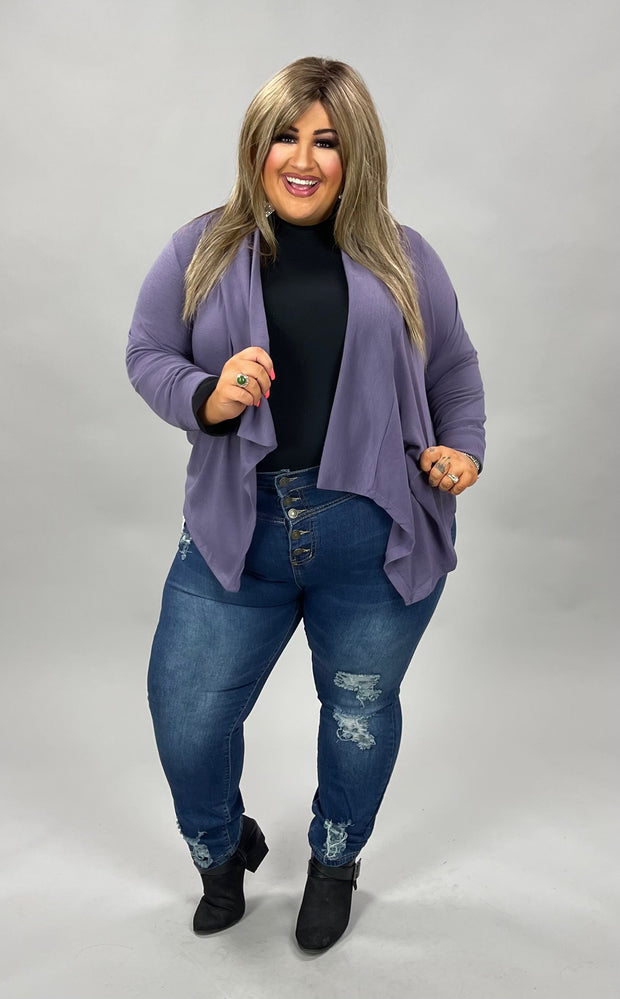 59 OT-B [Thrilled To Be Here} Light Purple 3/4 Sleeve Cardigan PLUS SIZE 1X 2X 3X