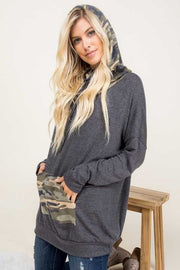 SALE! 23 HD-G {Catch Some Love}  Grey Camo Contrast Hoodie PLUS SIZE XL 2X 3X