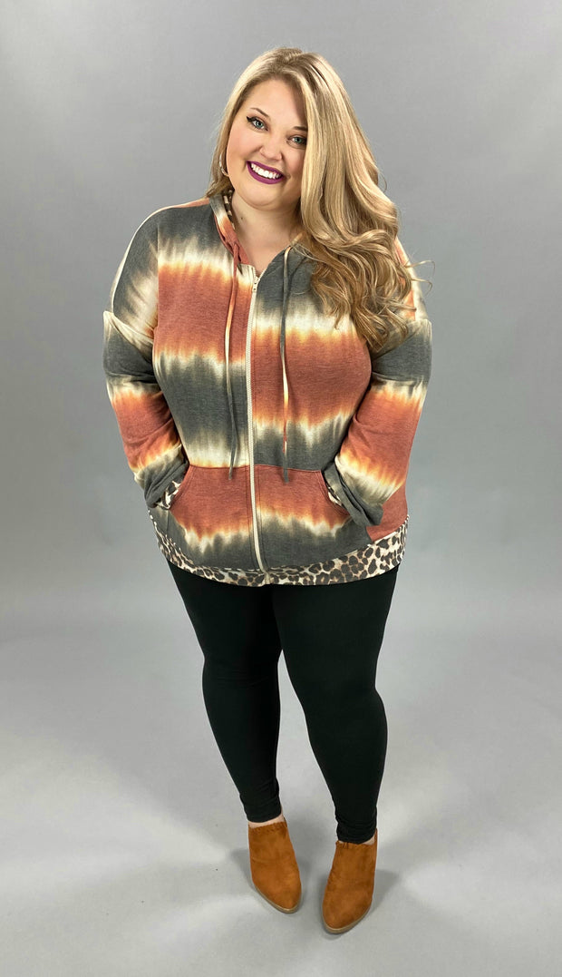 SALE! 26 OT-D {Quit Playing} Rust Leopard Contrast Jacket PLUS SIZE XL 2X 3X