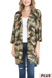 SALE!! 21 OT-X {Hide From Me} Olive Moss Camo Print Cardigan PLUS SIZE XL 2X 3X