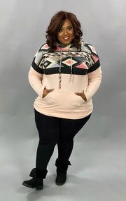 SALE! 23 HD-E {Reaching For You}  Blush Tribal Printed Hoodie PLUS SIZE XL 2X 3X