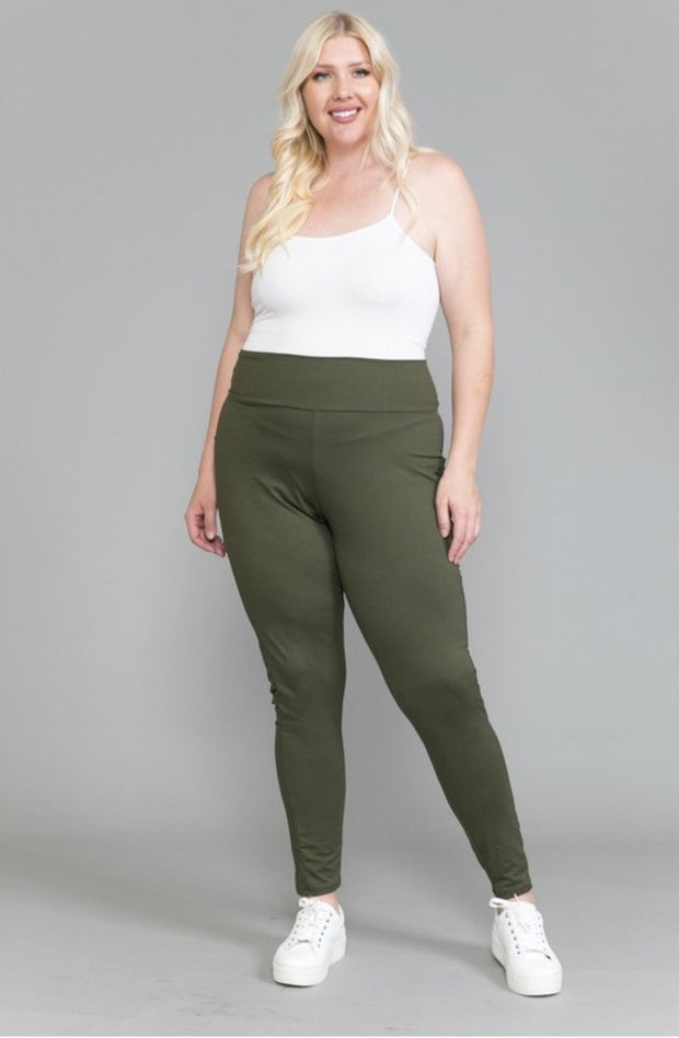 SALE!! BT-99 {Smarty Pants} OLIVE Leggings W/Pocket PLUS SIZE 1X 2X 3X 1X