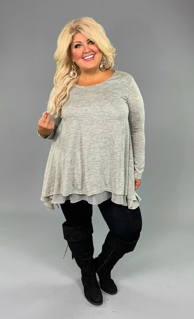 SALE!! SLS-Q "UMGEE" Gray Oversized Layered Knit Top