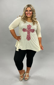 SALE!! 32 GT-C {Don't Cross Me}  Cream Mauve Cross Detail Top PLUS SIZE XL 2X 3X