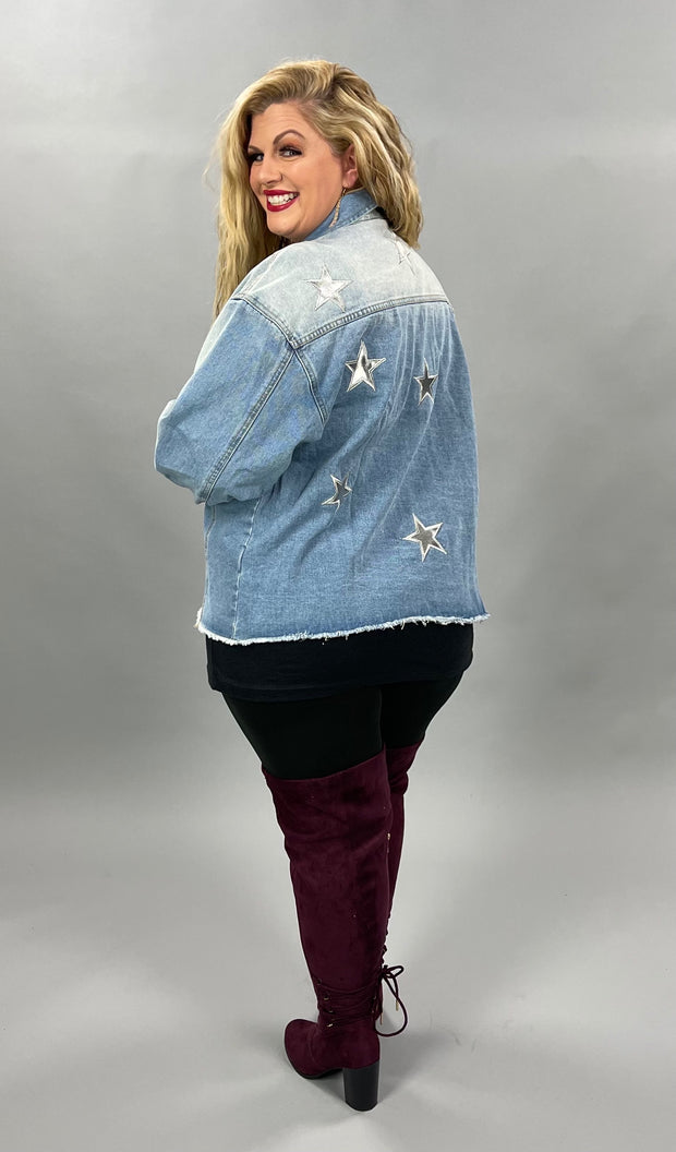 SALE!! 21 OT-D {Seeing Stars} UMGEE Denim Jacket W/Stars PLUS SIZE XL 1X 2X