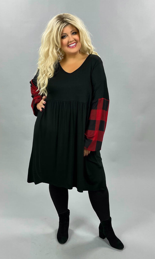 SALE! 37 CP-E {Know Your Worth}  Black Red Plaid Babydoll Tunic PLUS SIZE XL 2X 3X   XL