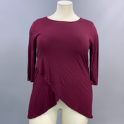 SALE!! 35 SQ-B {Hidden Beauty} Maroon Overlay Hem Tunic PLUS SIZE XL 2X 3X