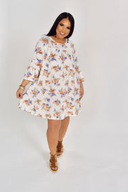 SALE!! PQ-P {Happy World} Floral Dress  with Crochet Lace PLUS SIZE 1X 2X 3X  1X