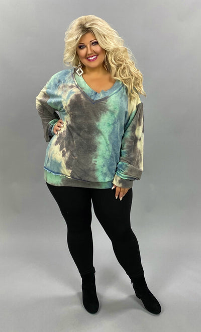 SALE! 25 PLS-B {Laid Back} Blue Mint Tie Dye Top PLUS SIZE XL 2X 3X