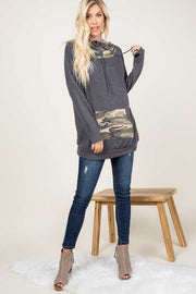 SALE! 23 HD-G {Catch Some Love}  Grey Camo Contrast Hoodie PLUS SIZE XL 2X 3X