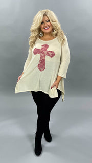 SALE!! 32 GT-C {Don't Cross Me}  Cream Mauve Cross Detail Top PLUS SIZE XL 2X 3X